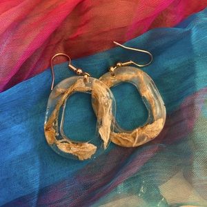 Handmade pressed flower resin earrings